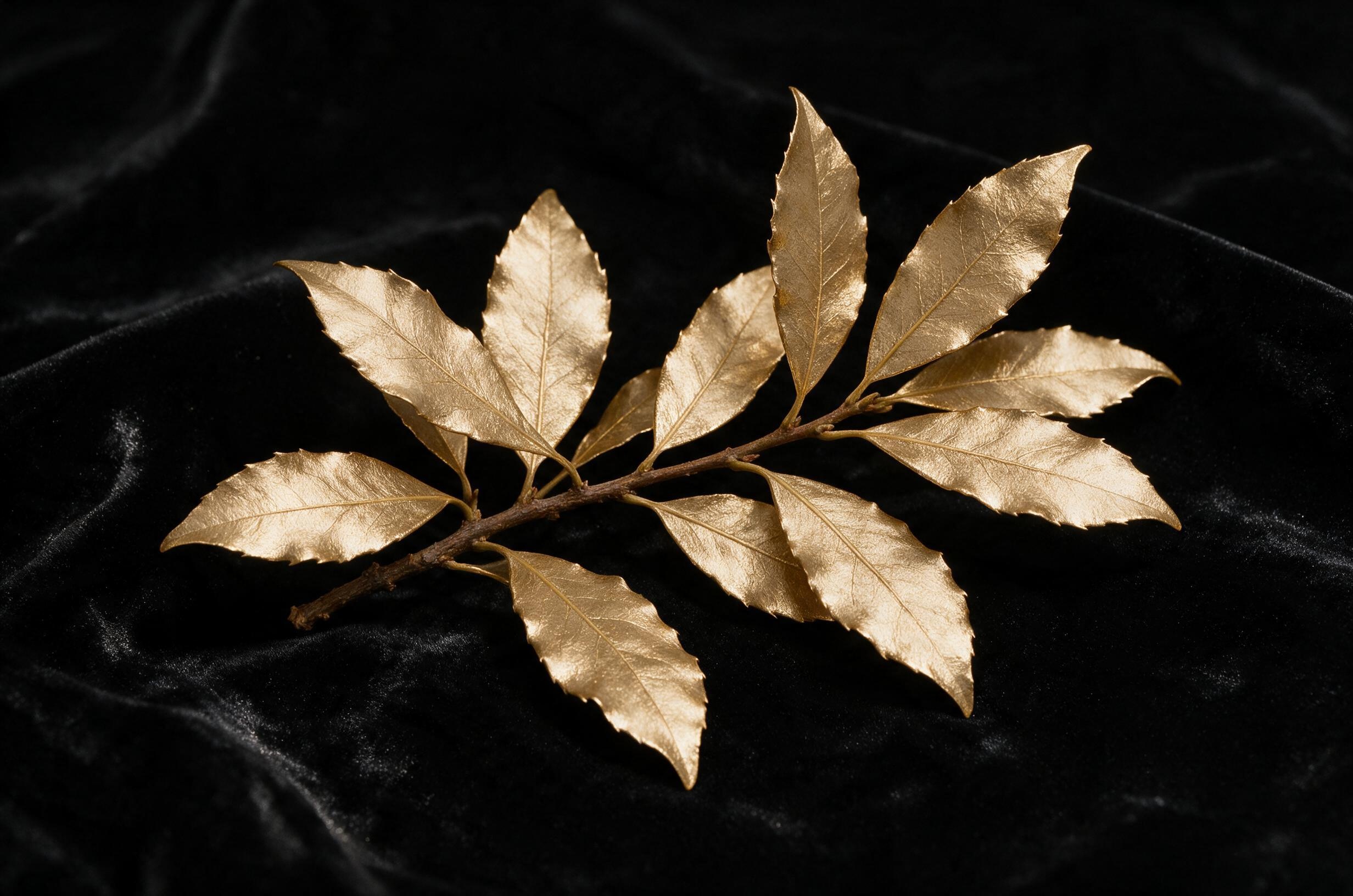 Editorial macro of laurel branch — heritage and prestige