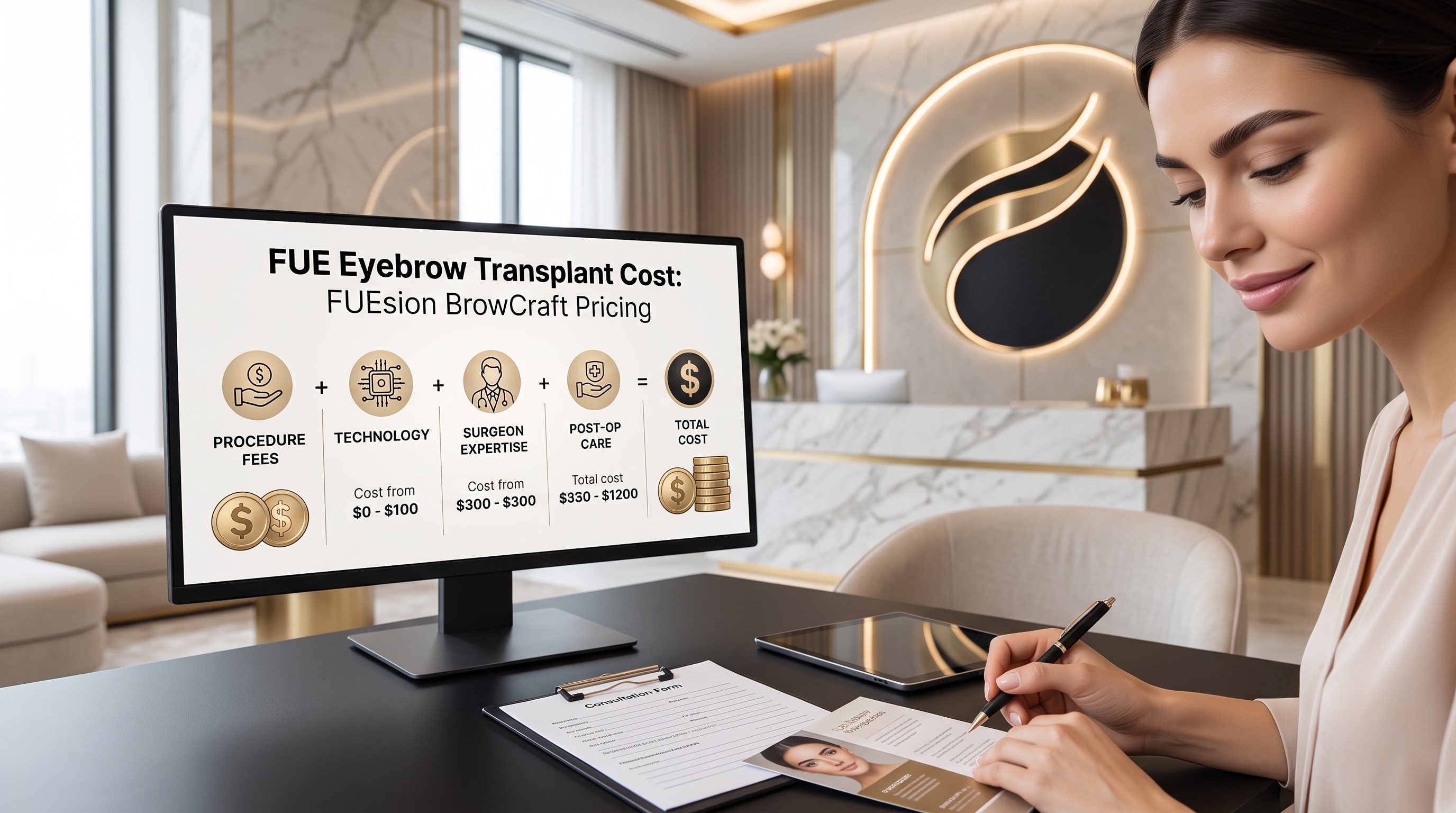 FUE EYEBROW TRANSPLANT COST: FUESION BROWCRAFT CLEAR COST BREAKDOWN