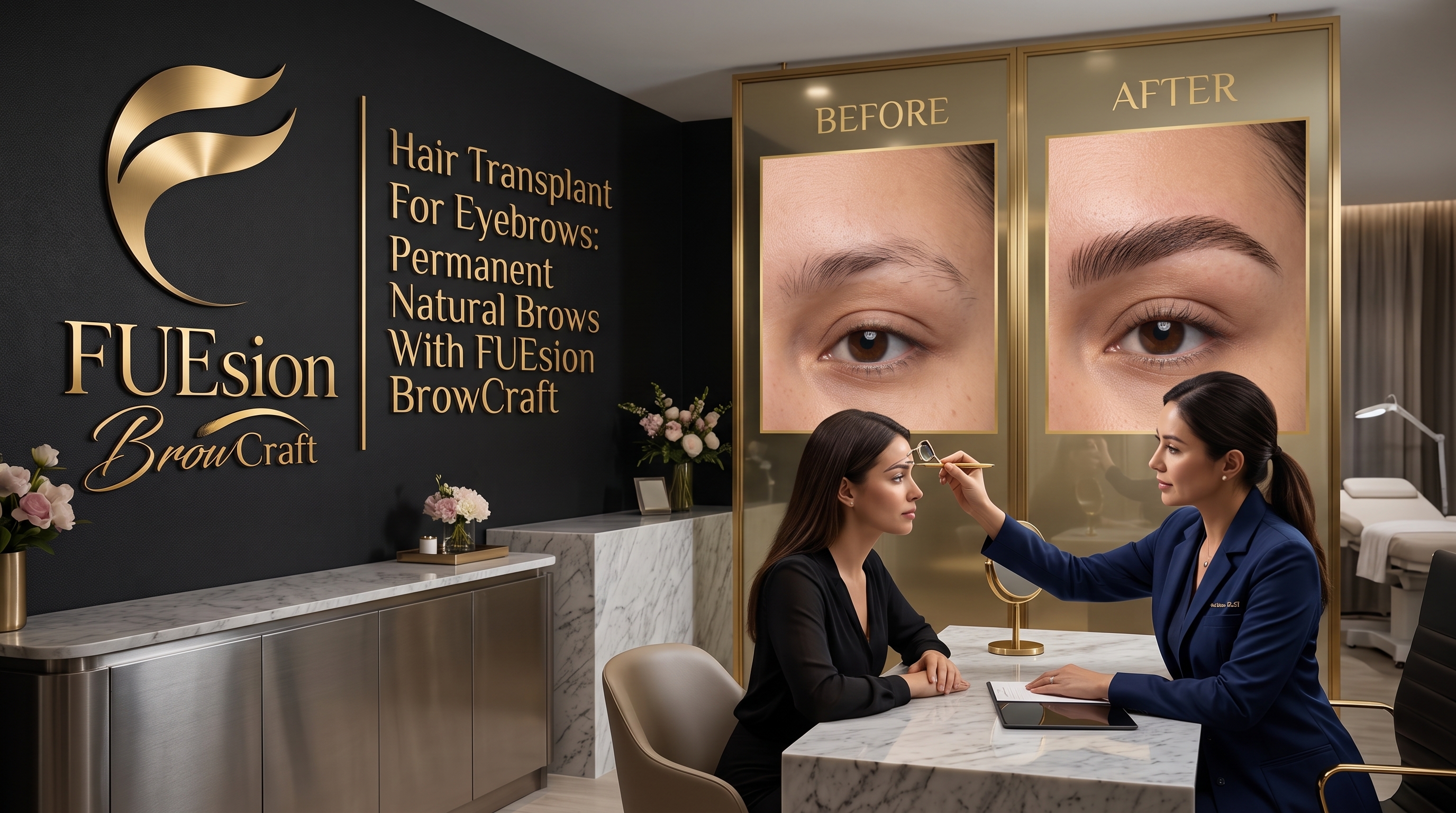 HAIR TRANSPLANT FOR EYEBROWS: FUESION BROWCRAFT CLINICAL BEFORE AND AFTER