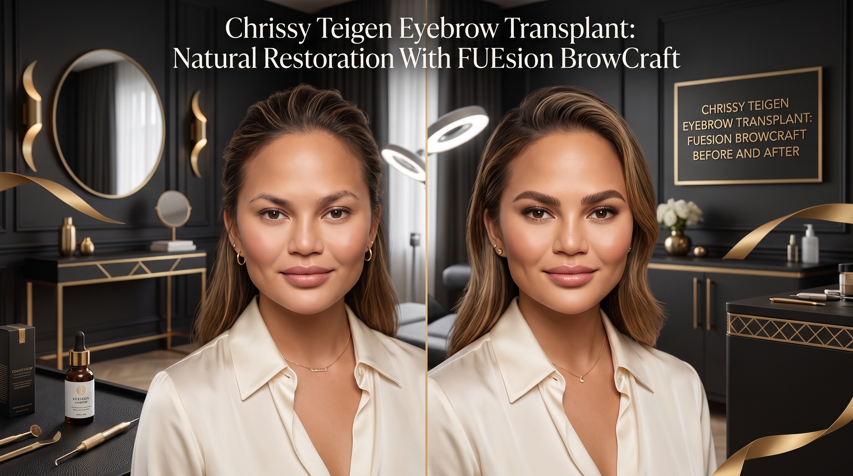 CHRISSY TEIGEN EYEBROW TRANSPLANT: FUESION BROWCRAFT BEFORE AND AFTER