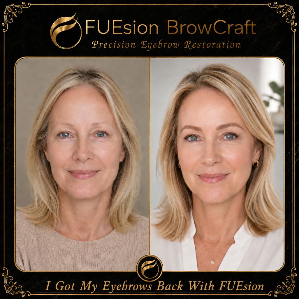 Over-plucking brow restoration before and after — FUEsion BrowCraft
