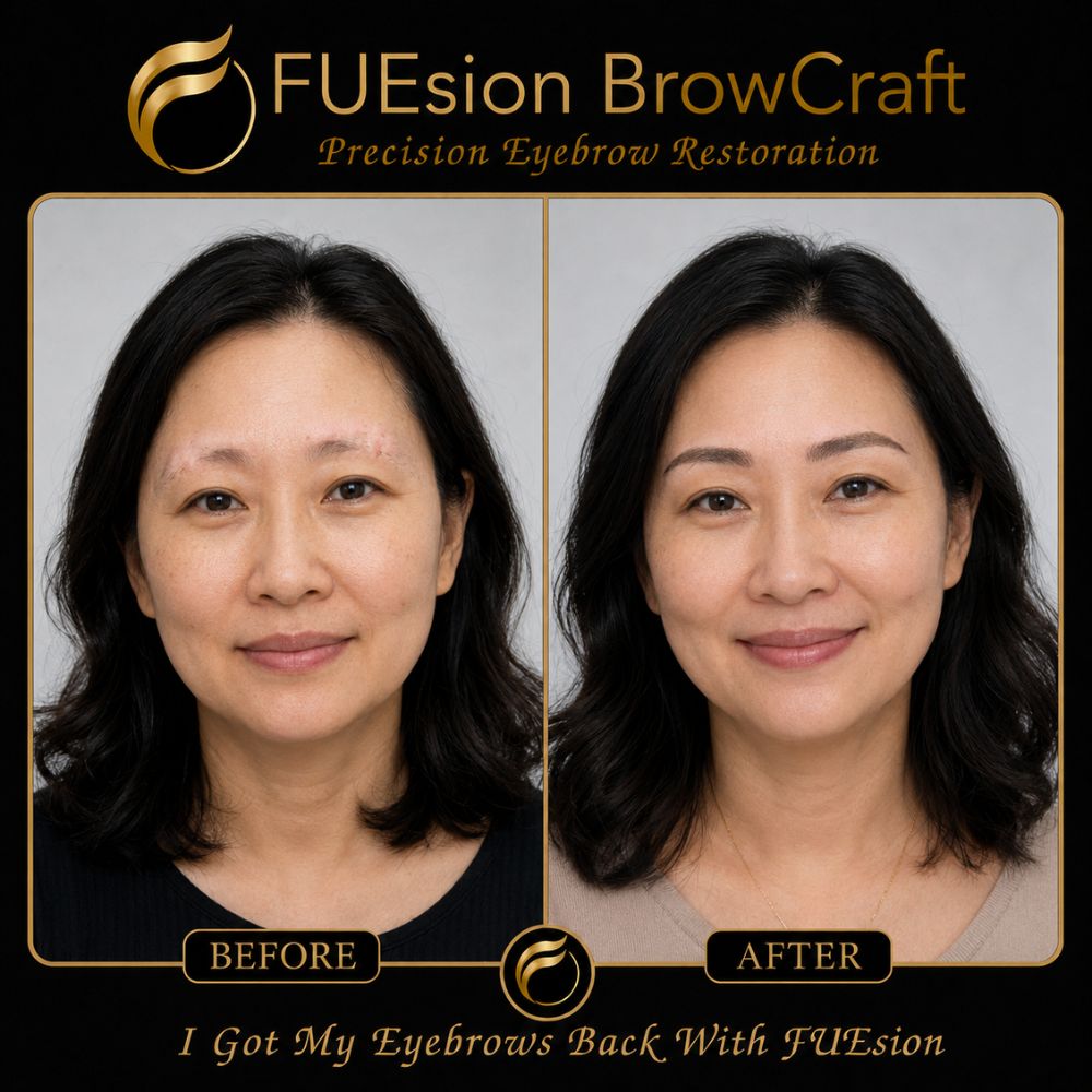 Sparse outer third brow restoration before and after — FUEsion BrowCraft