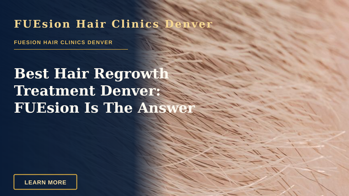 Best Hair Regrowth Treatment Denver: FUEsion Is The Answer — Full frame closeup of skin with short brown and fair hairs on surface