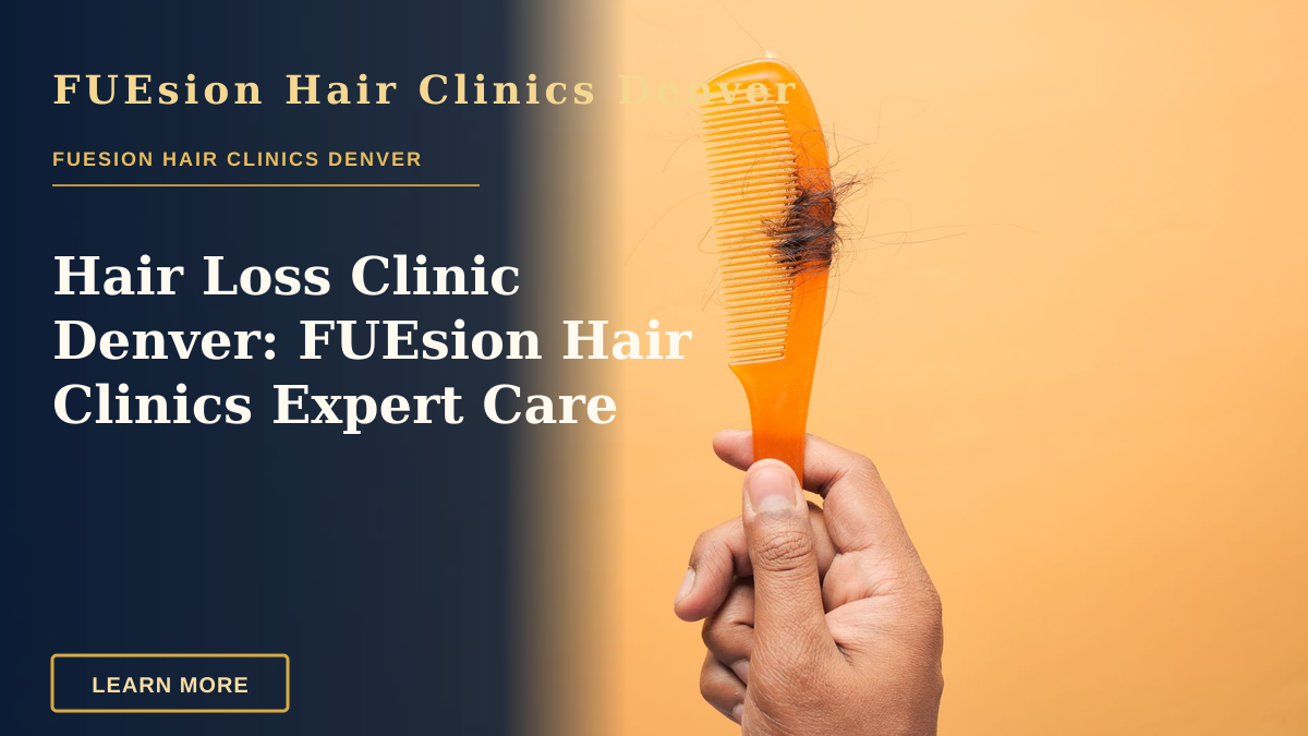 Hair Loss Clinic Denver: FUEsion Hair Clinics Expert Care — Close-up of hand holding a comb with hair against an orange backdrop, highlighting hair loss concept.