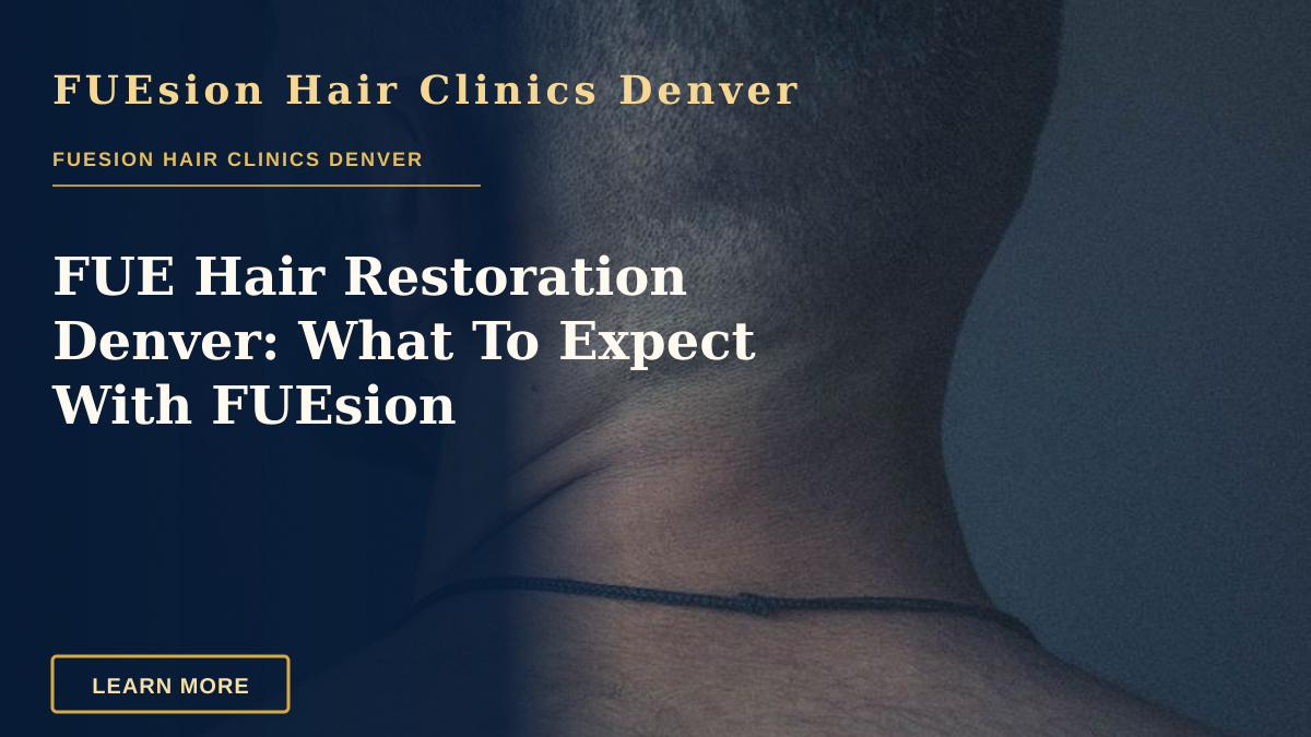 FUE Hair Restoration Denver: What To Expect With FUEsion — Back view unrecognizable bearded brunet with naked torso standing against dark gray wall and looking away