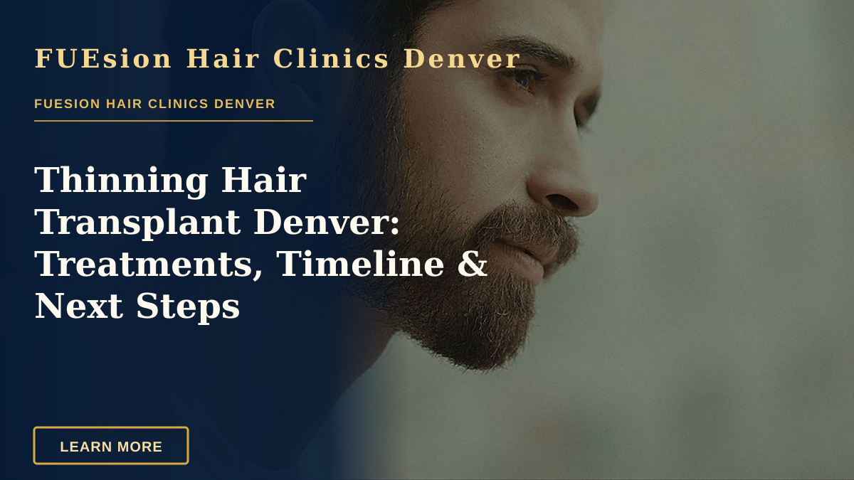 Thinning Hair Transplant Denver: Treatments, Timeline & Next Steps — Side profile of a bearded man in an artistic setting, capturing a thoughtful expression.