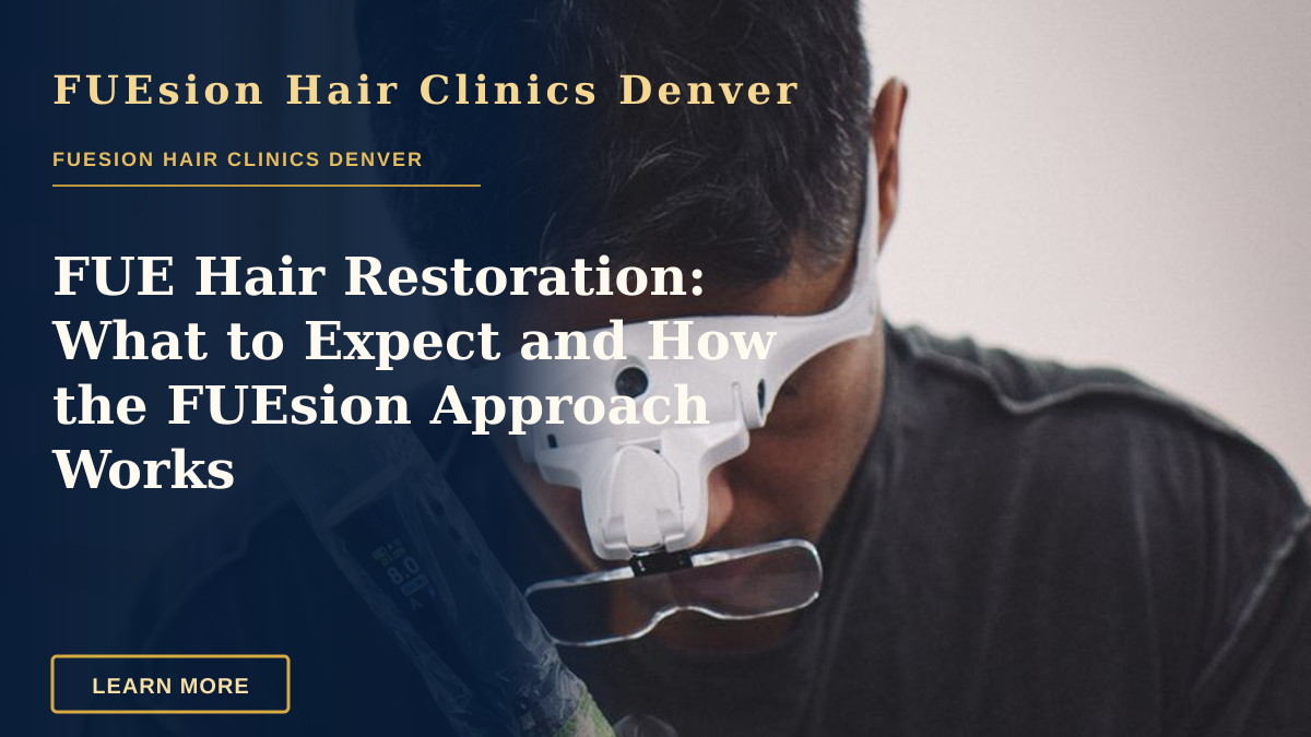 FUE Hair Restoration: What to Expect and How the FUEsion Approach Works — A skilled tattoo artist performing scalp micropigmentation on a client's head.