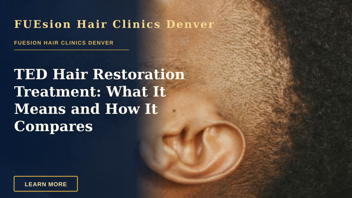 TED Hair Restoration Treatment: What It Means and How It Compares — African American man receives a precise haircut with a hair clipper. Close-up view.