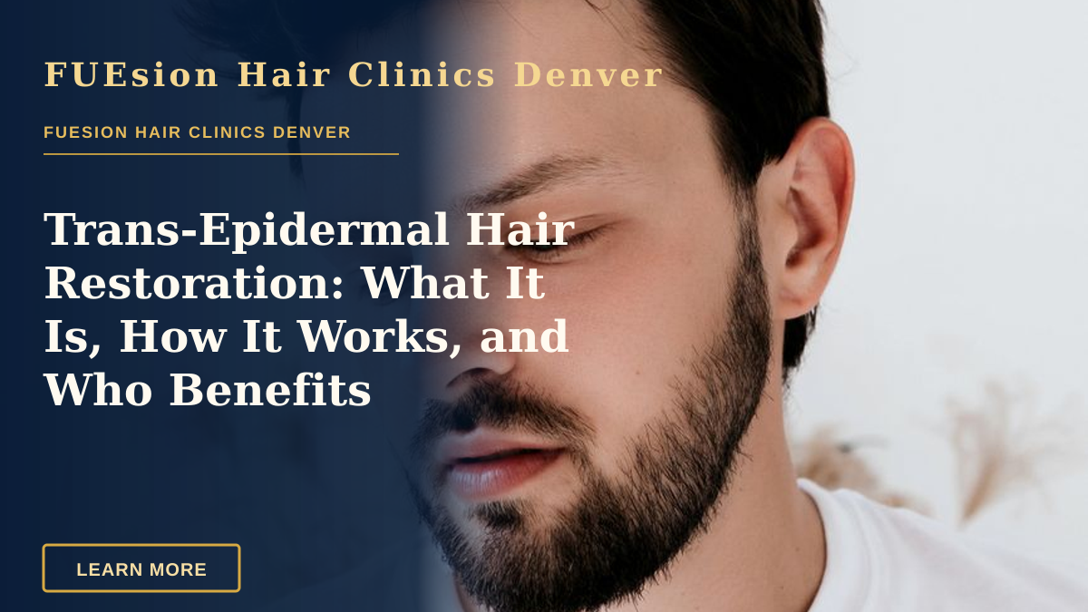 Trans-Epidermal Hair Restoration: What It Is, How It Works, and Who Benefits — A contemplative young man with a beard in a minimalist portrait, wearing a white t-shirt indoors.