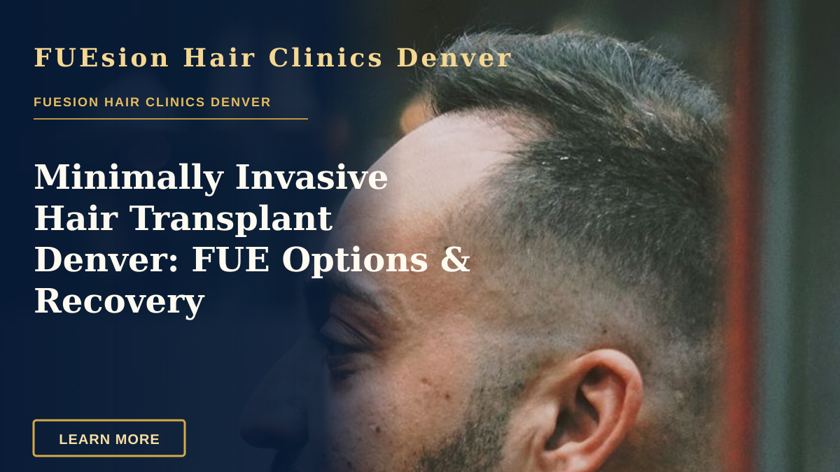 Minimally Invasive Hair Transplant Denver: FUE Options & Recovery — Close-up side view of a bearded man in a floral shirt gazing into the distance indoors.