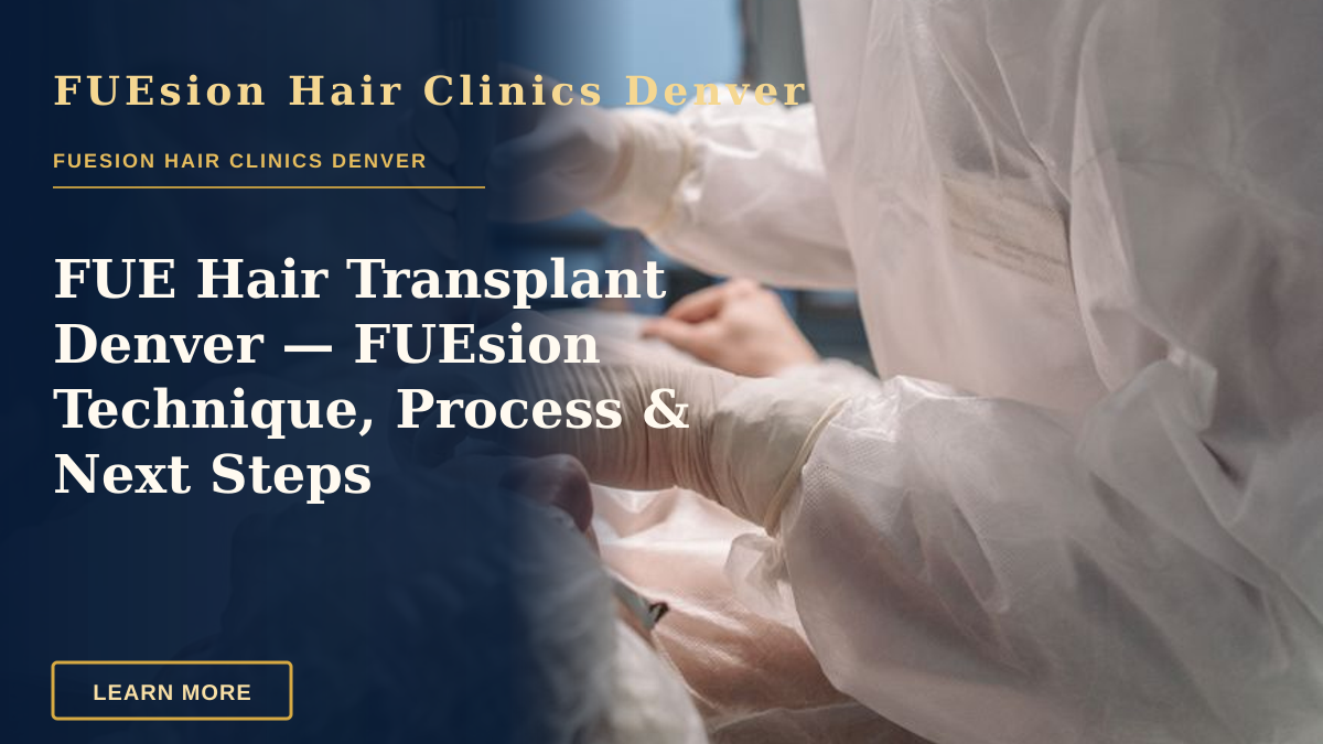 FUE Hair Transplant Denver — FUEsion Technique, Process & Next Steps — Medical professionals conducting surgery with precision in a sterile operating room.