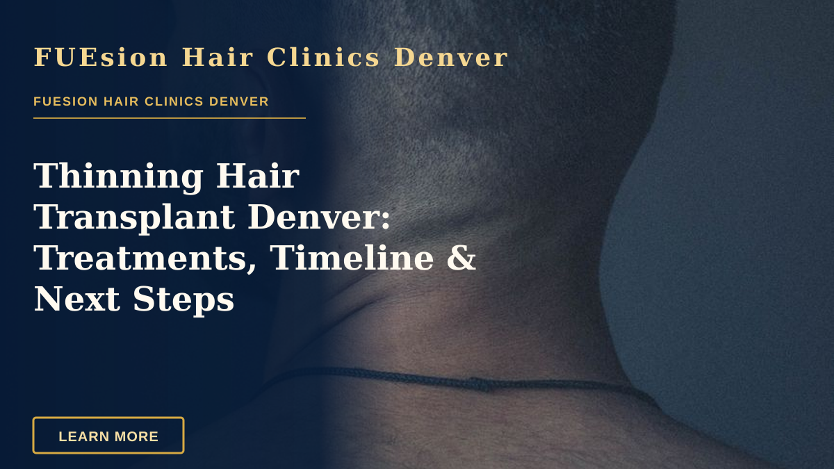 Thinning Hair Transplant Denver: Treatments, Timeline & Next Steps — Back view unrecognizable bearded brunet with naked torso standing against dark gray wall and looking away
