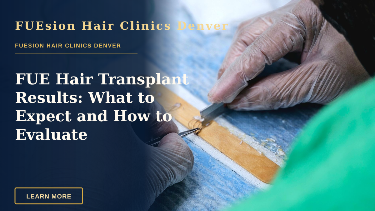 FUE Hair Transplant Results: What to Expect and How to Evaluate — Detailed view of a hair transplant procedure with gloved hands holding surgical tools indoors.
