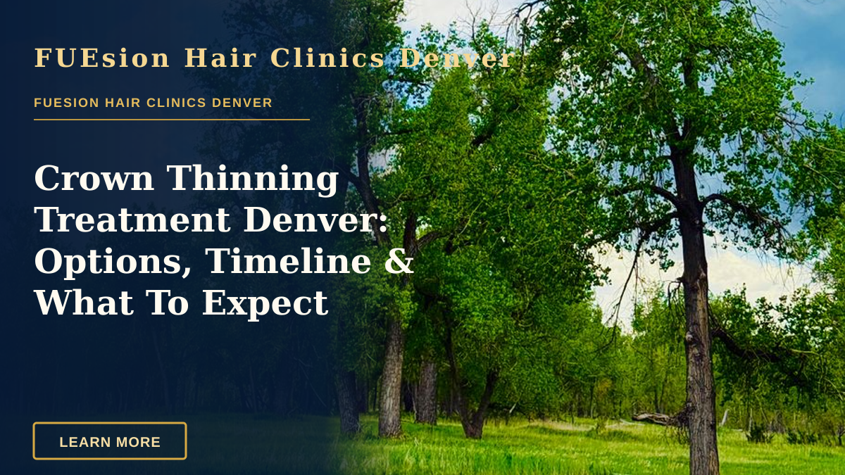 Crown Thinning Treatment Denver: Options, Timeline & What To Expect — Vibrant green trees in a grassy field under a dramatic cloudy sky, showcasing nature's beauty.