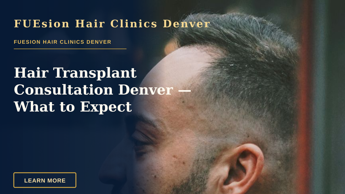 Hair Transplant Consultation Denver — What to Expect — Close-up side view of a bearded man in a floral shirt gazing into the distance indoors.