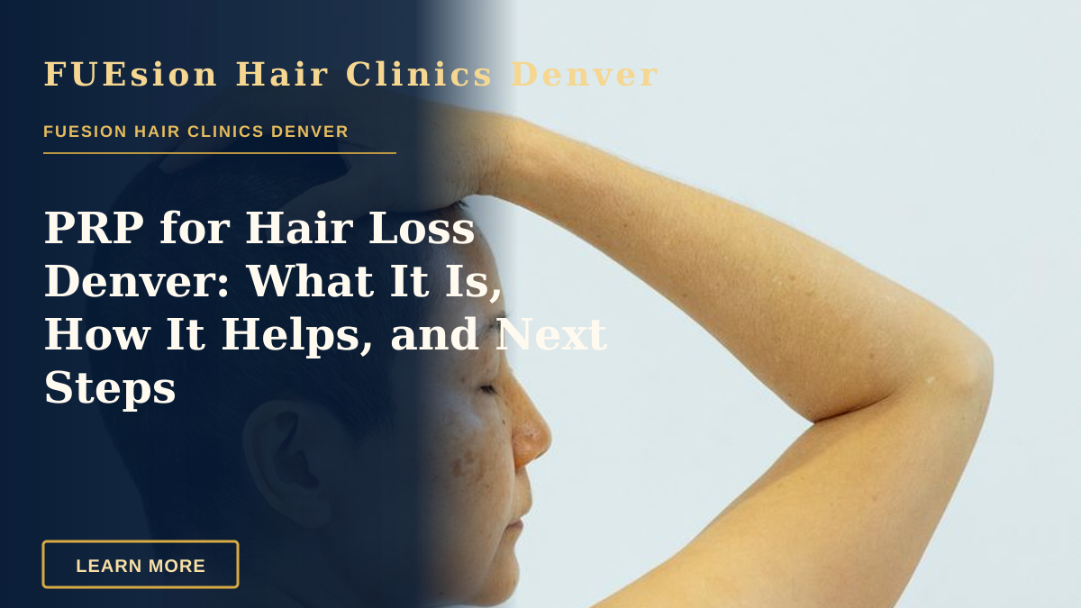 PRP for Hair Loss Denver: What It Is, How It Helps, and Next Steps — Back view of ethnic shirtless female with eyes closed on white background of studio