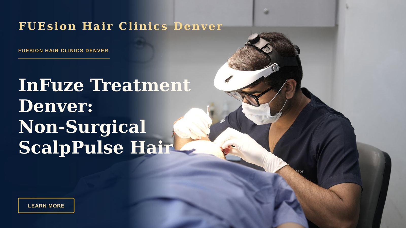 InFuze Treatment Denver: Non-Surgical ScalpPulse Hair Regrowth — A dermatologist conducts a skin treatment on a patient in a modern clinic setting.