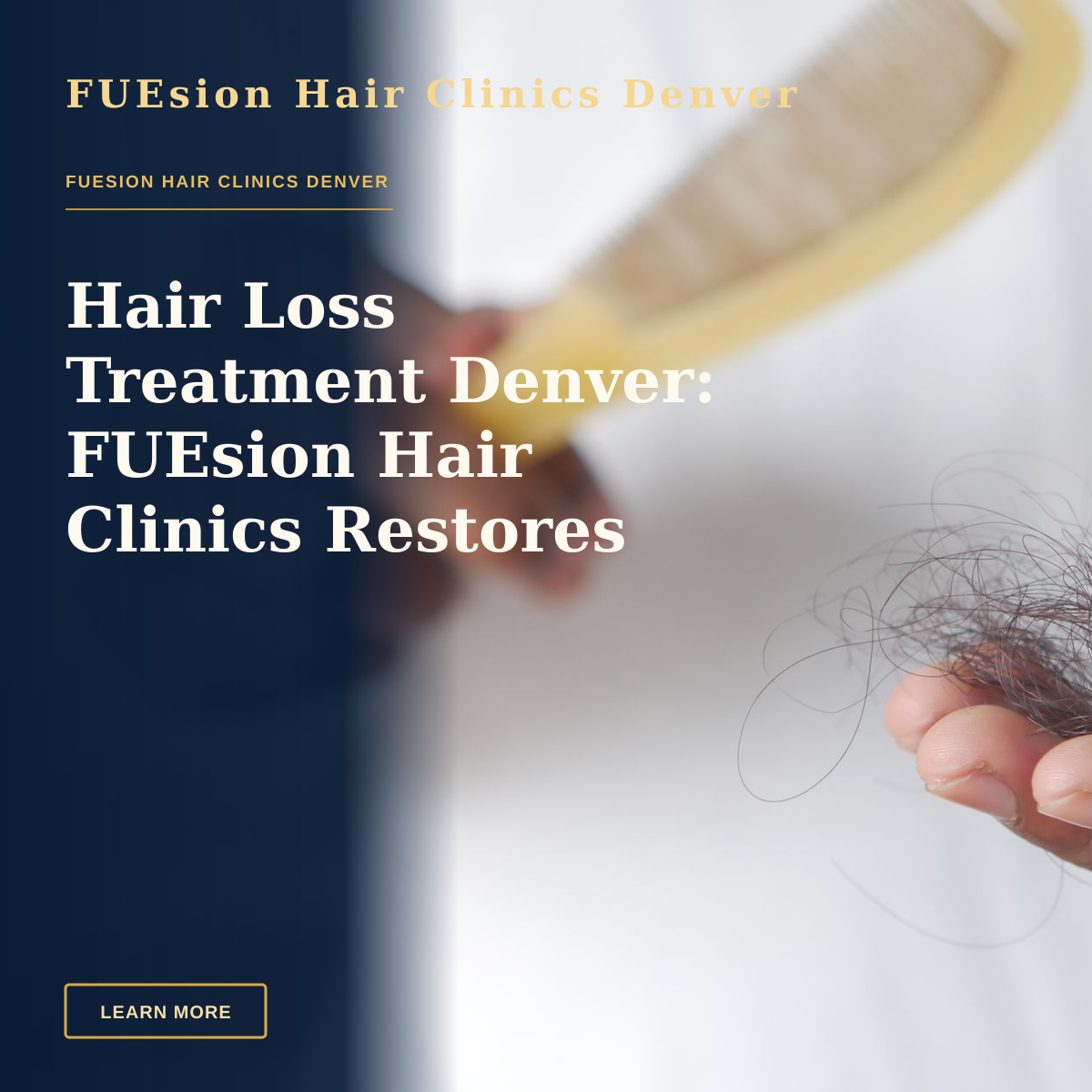 Hair Loss Treatment Denver: FUEsion Hair Clinics Restores Confidence — A detailed image showing hair loss with a comb in hand, symbolizing alopecia and related issues.