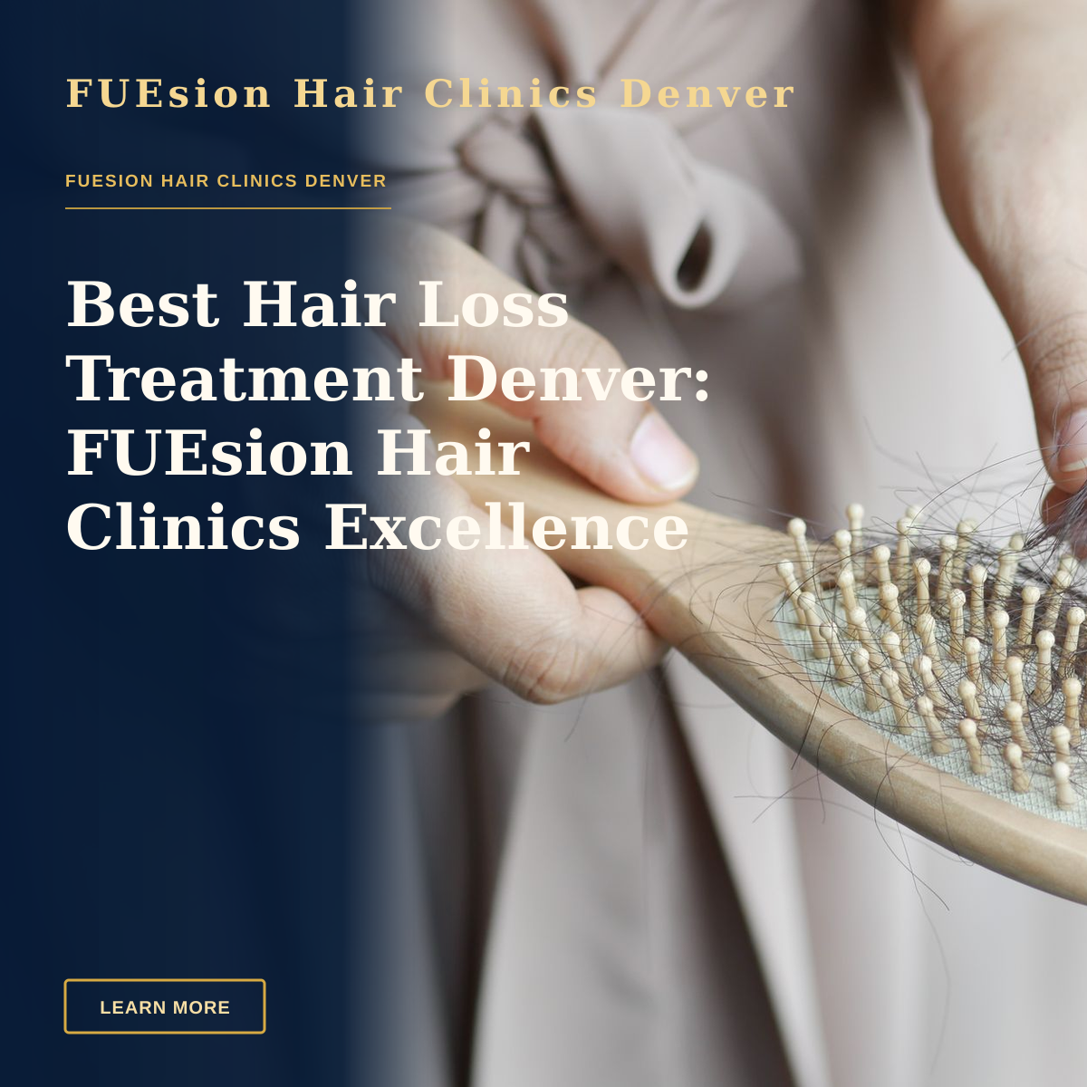 Best Hair Loss Treatment Denver: FUEsion Hair Clinics Excellence — Close-up image of hands removing hair from a wooden brush, emphasizing daily hair care routine.