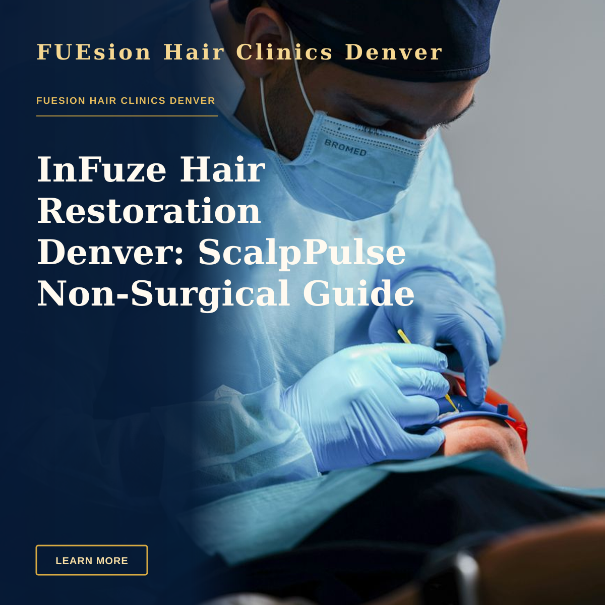 InFuze Hair Restoration Denver: ScalpPulse Non‑Surgical Guide — A dentist performing a complex dental procedure using modern surgical equipment.