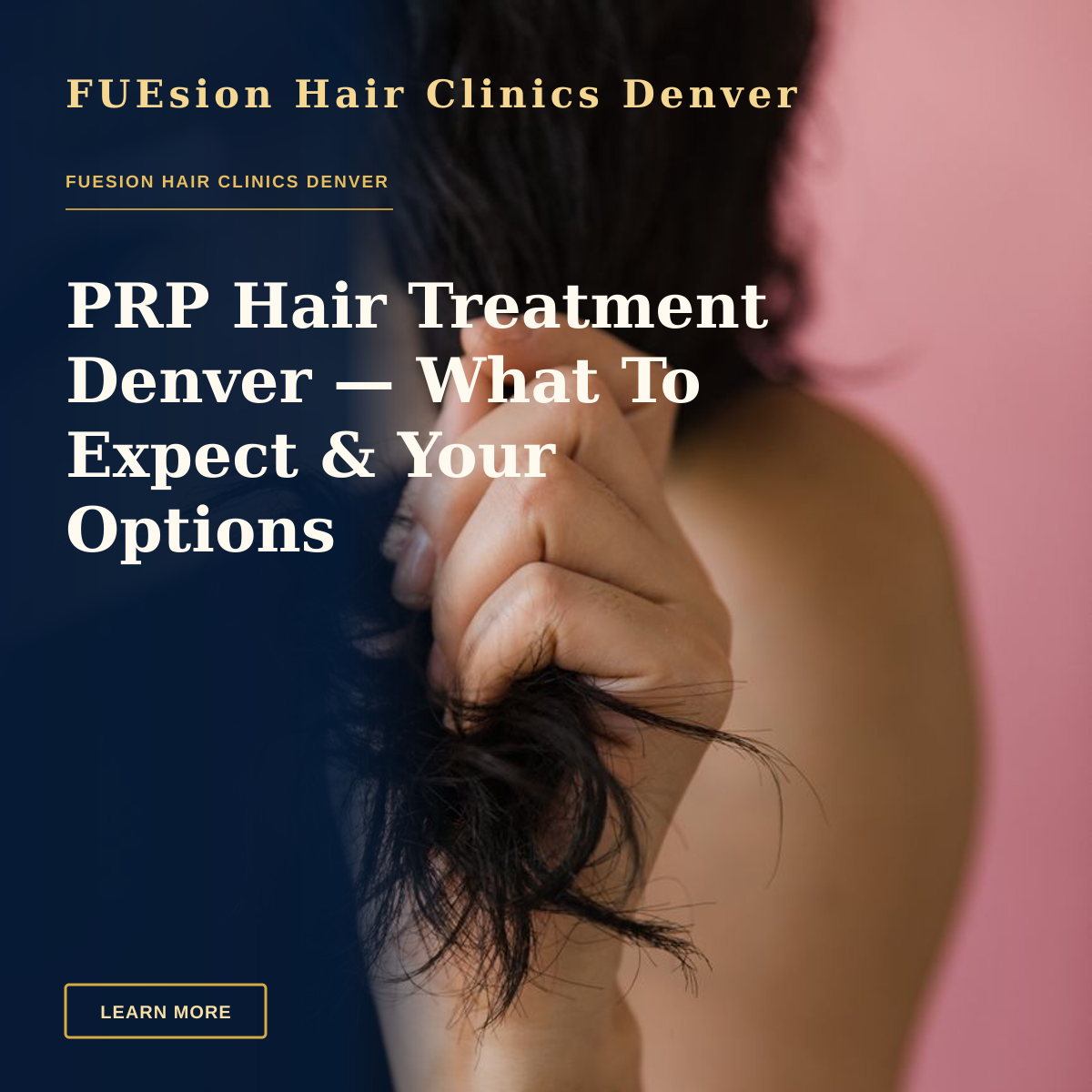 PRP Hair Treatment Denver — What To Expect & Your Options — Close-up of a woman holding her black hair with a small tattoo visible on her wrist.