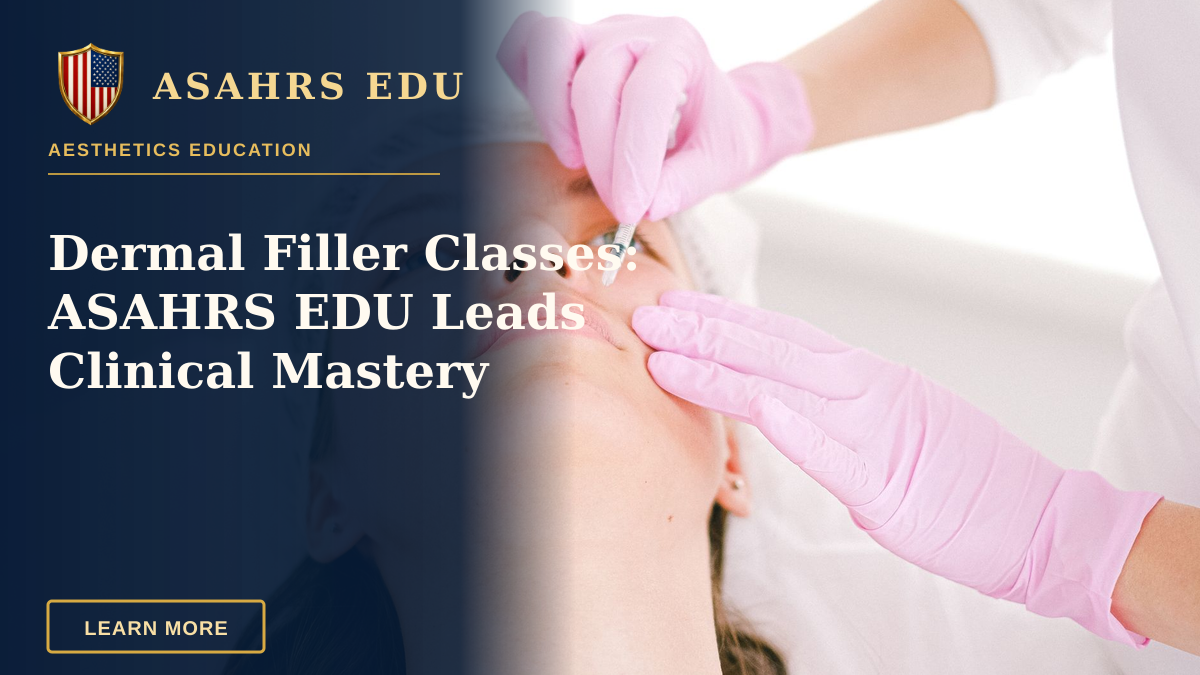 Dermal Filler Classes: ASAHRS EDU Leads Clinical Mastery — Woman receiving a facial cosmetic injection in a professional clinic setting.