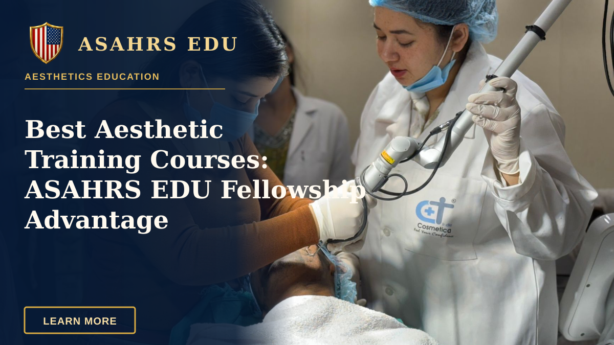 Best Aesthetic Training Courses: ASAHRS EDU Fellowship Advantage — A beautician administering cosmetic treatment to client in clinic.