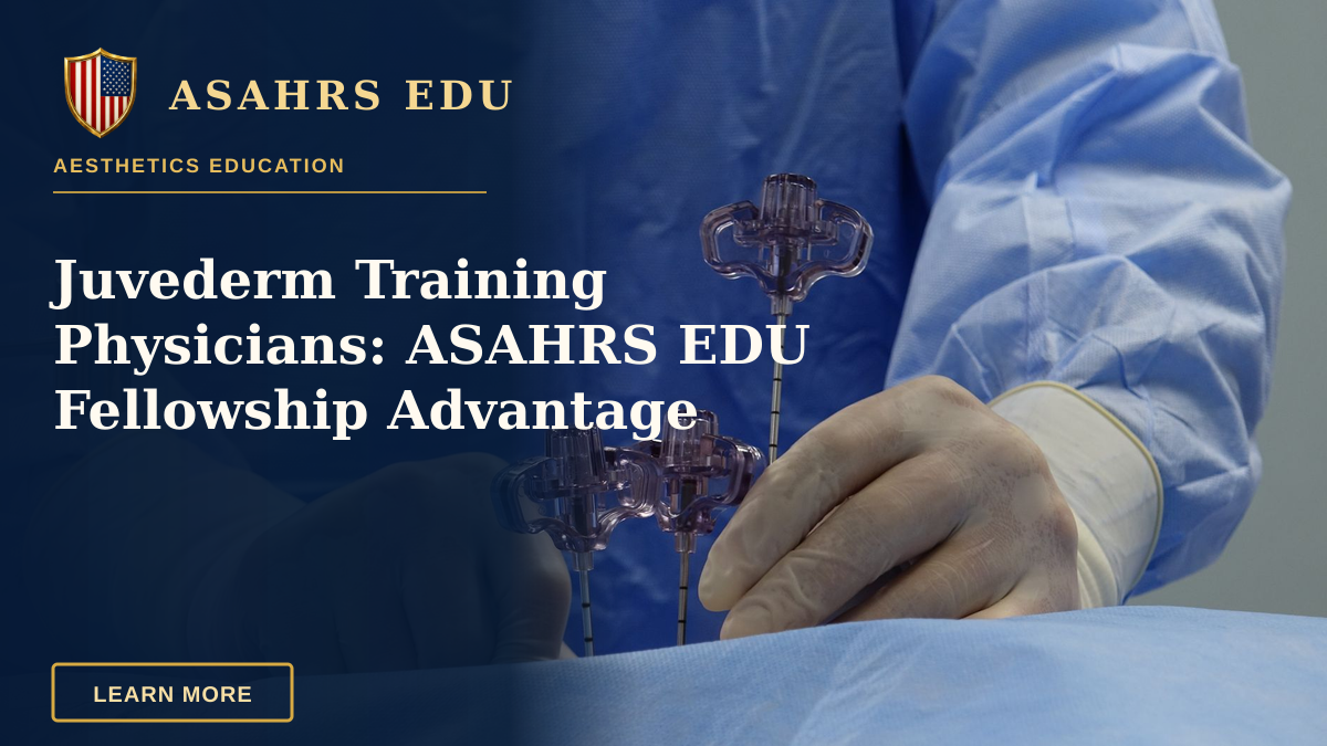 Juvederm Training Physicians: ASAHRS EDU Fellowship Advantage — Close-up of a surgeon's hands wearing gloves and operating tools in a sterile environment.