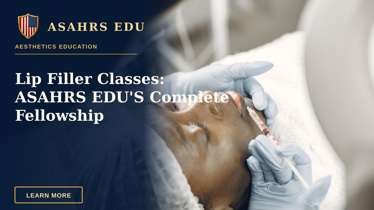 Lip Filler Classes: ASAHRS EDU'S Complete Fellowship — Close-up of a woman receiving a cosmetic lip injection in a clinic setting.