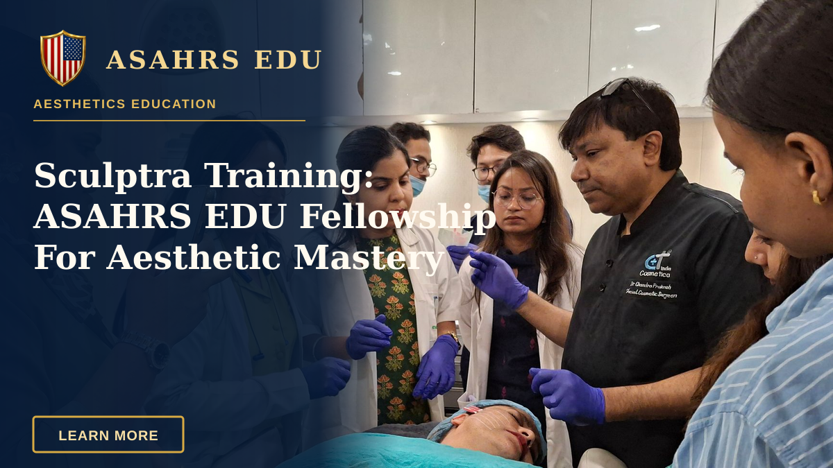 Sculptra Training: ASAHRS EDU Fellowship For Aesthetic Mastery — Dermatologists in training perform a procedure under supervision in a clinical setting.