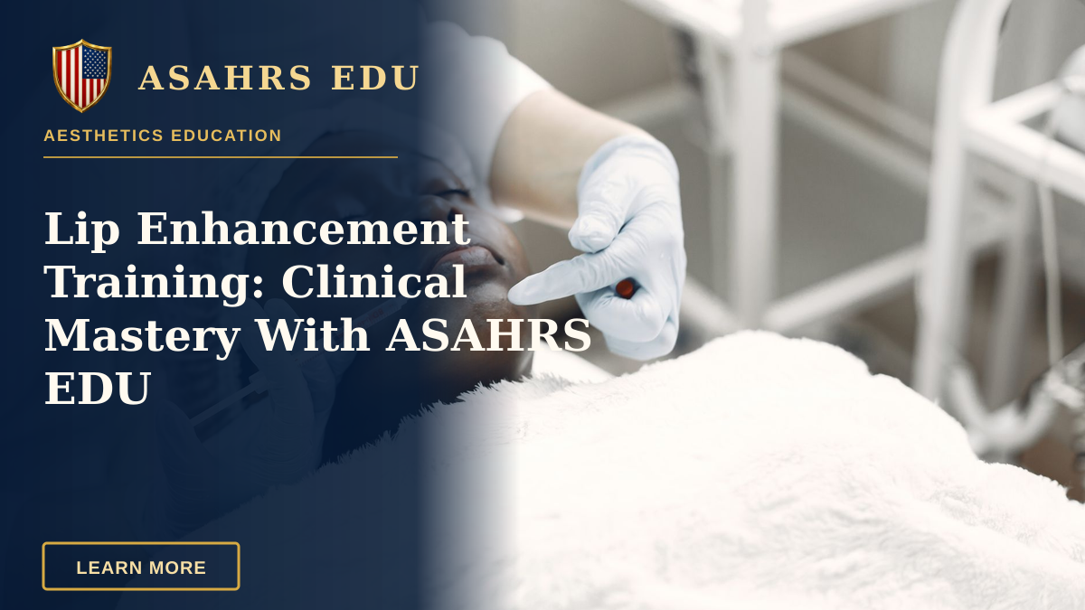 Lip Enhancement Training: Clinical Mastery With ASAHRS EDU — A woman receiving a cosmetic injection with syringe in a medical setting.