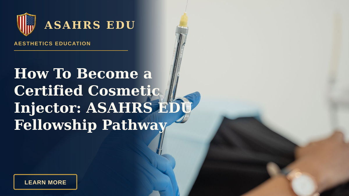 How To Become a Certified Cosmetic Injector: ASAHRS EDU Fellowship Pathway — A dentist holding a syringe with patient in background, showcasing dental procedure readiness.