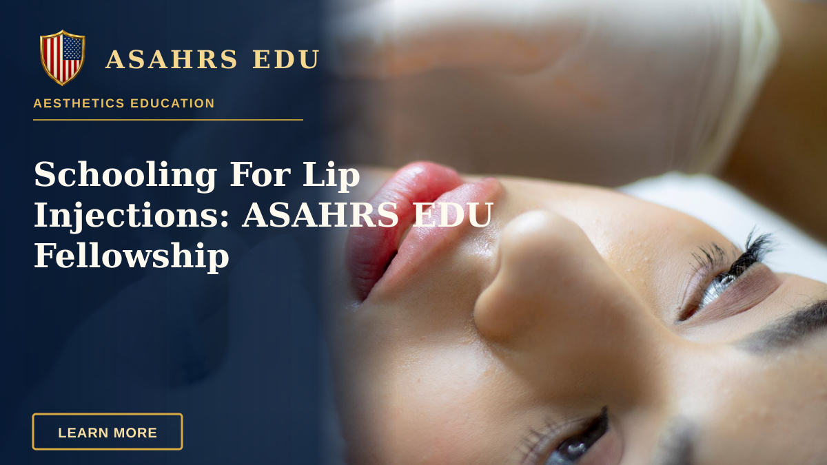 Schooling For Lip Injections: ASAHRS EDU Fellowship — Close-up of a woman receiving a lip augmentation with a syringe by a professional.