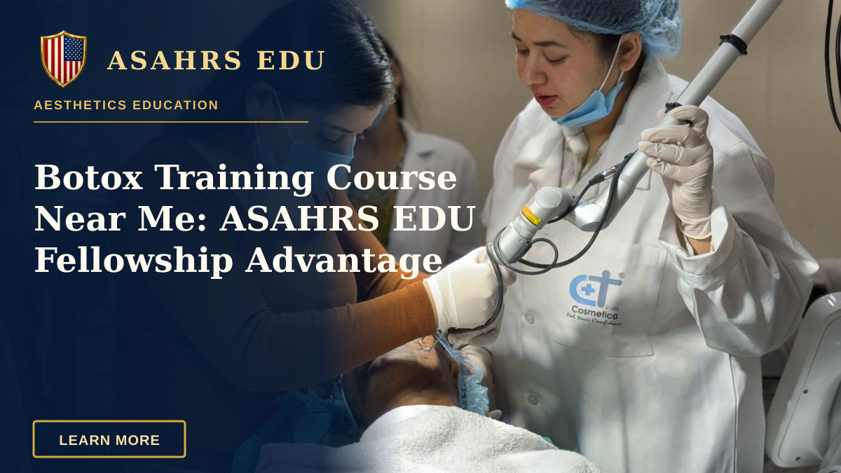Botox Training Course Near Me: ASAHRS EDU Fellowship Advantage — A beautician administering cosmetic treatment to client in clinic.