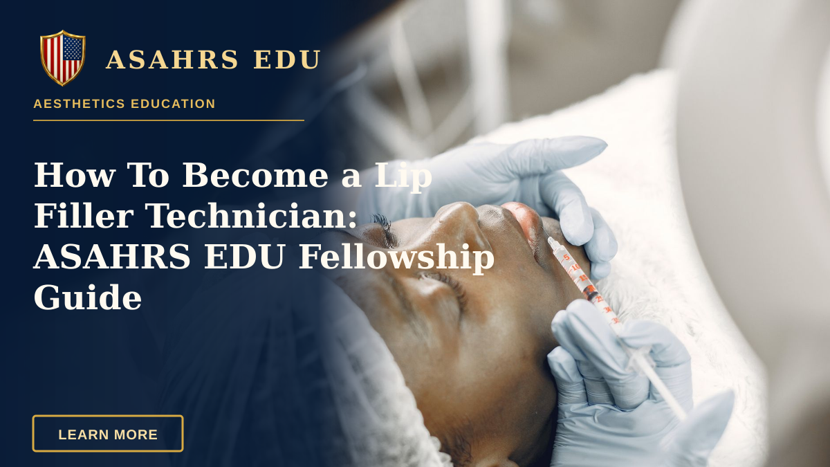 How To Become a Lip Filler Technician: ASAHRS EDU Fellowship Guide — Close-up of a woman receiving a cosmetic lip injection in a clinic setting.