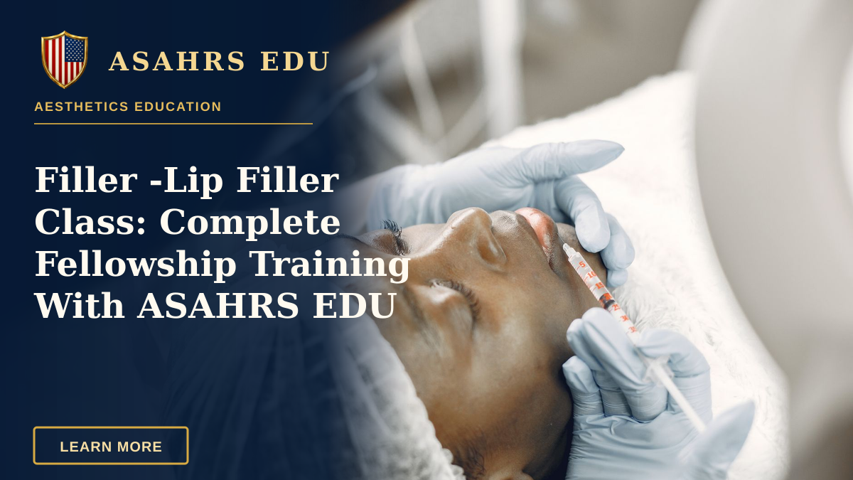 Filler -Lip Filler Class: Complete Fellowship Training With ASAHRS EDU — Close-up of a woman receiving a cosmetic lip injection in a clinic setting.