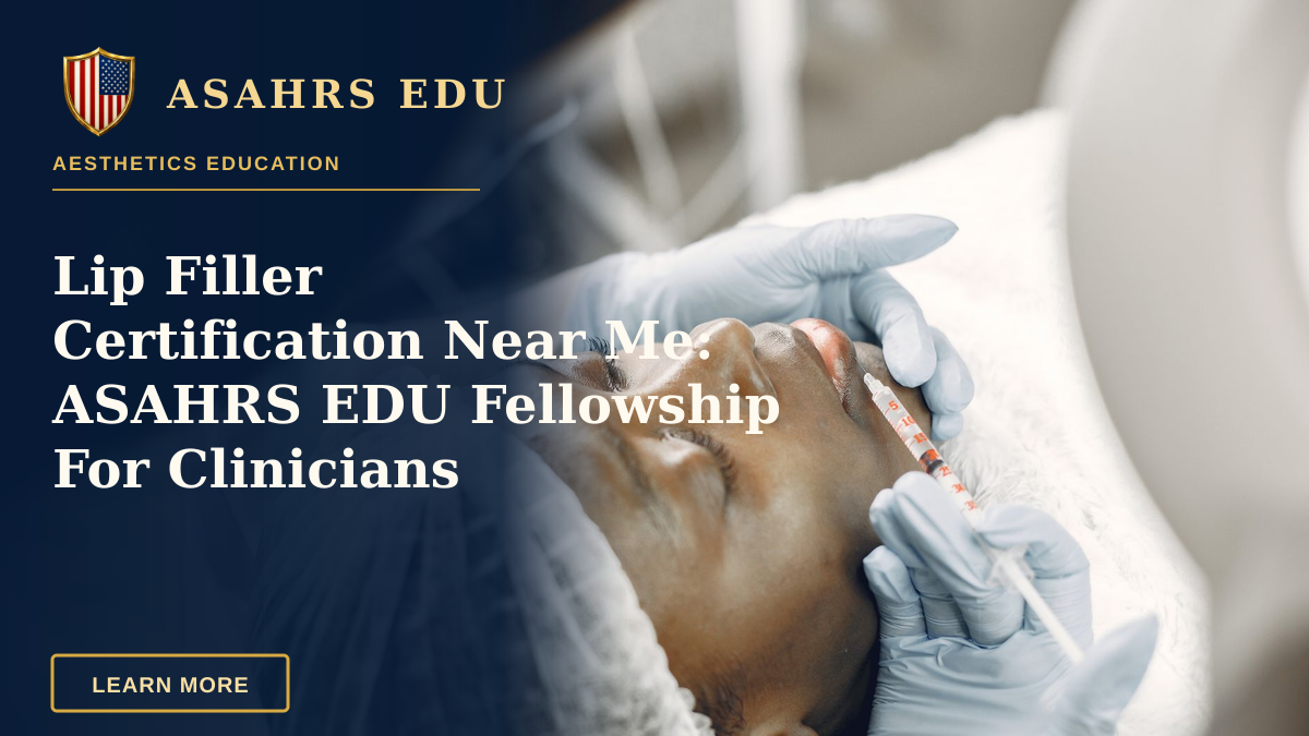 Lip Filler Certification Near Me: ASAHRS EDU Fellowship For Clinicians — Close-up of a woman receiving a cosmetic lip injection in a clinic setting.
