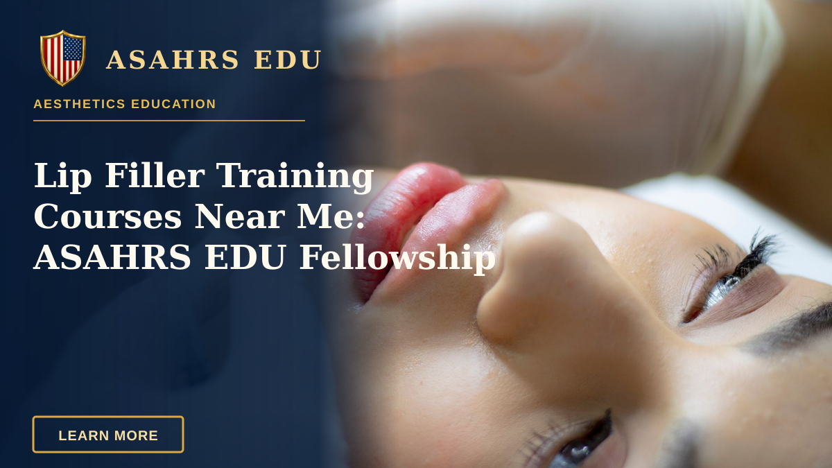 Lip Filler Training Courses Near Me: ASAHRS EDU Fellowship — Close-up of a woman receiving a lip augmentation with a syringe by a professional.