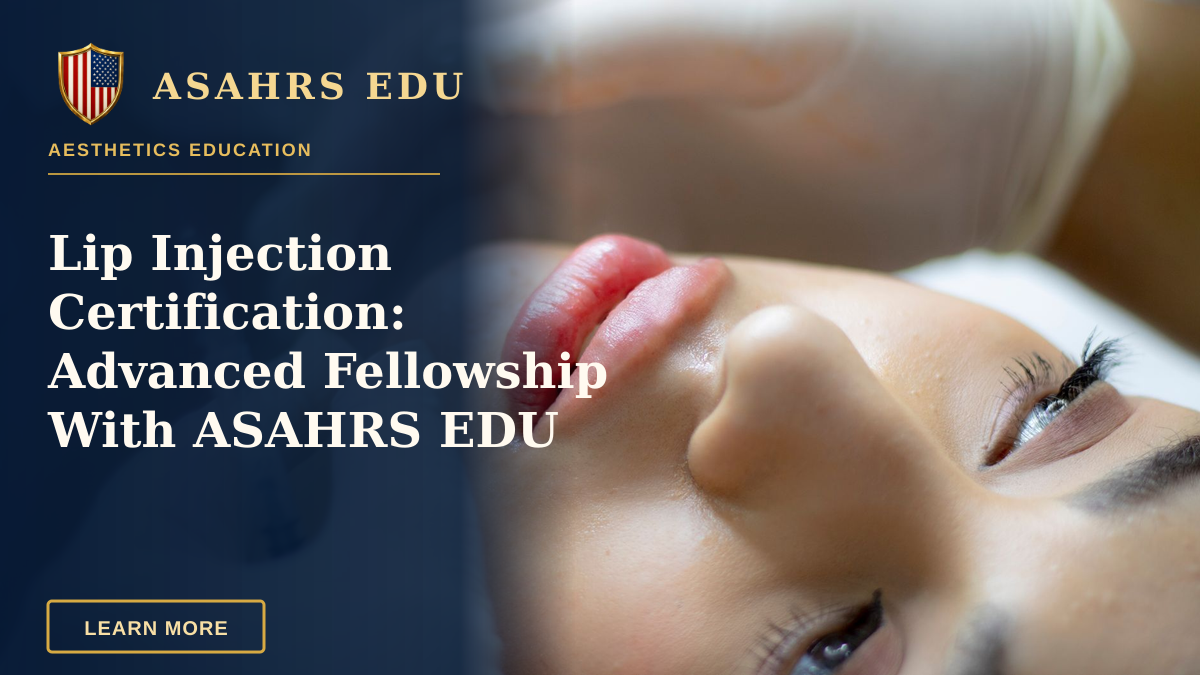 Lip Injection Certification: Advanced Fellowship With ASAHRS EDU — Close-up of a woman receiving a lip augmentation with a syringe by a professional.