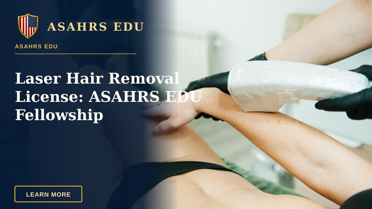 Laser Hair Removal License: ASAHRS EDU Fellowship — Close-up of laser hair removal on a woman's arm during a session in a modern spa.