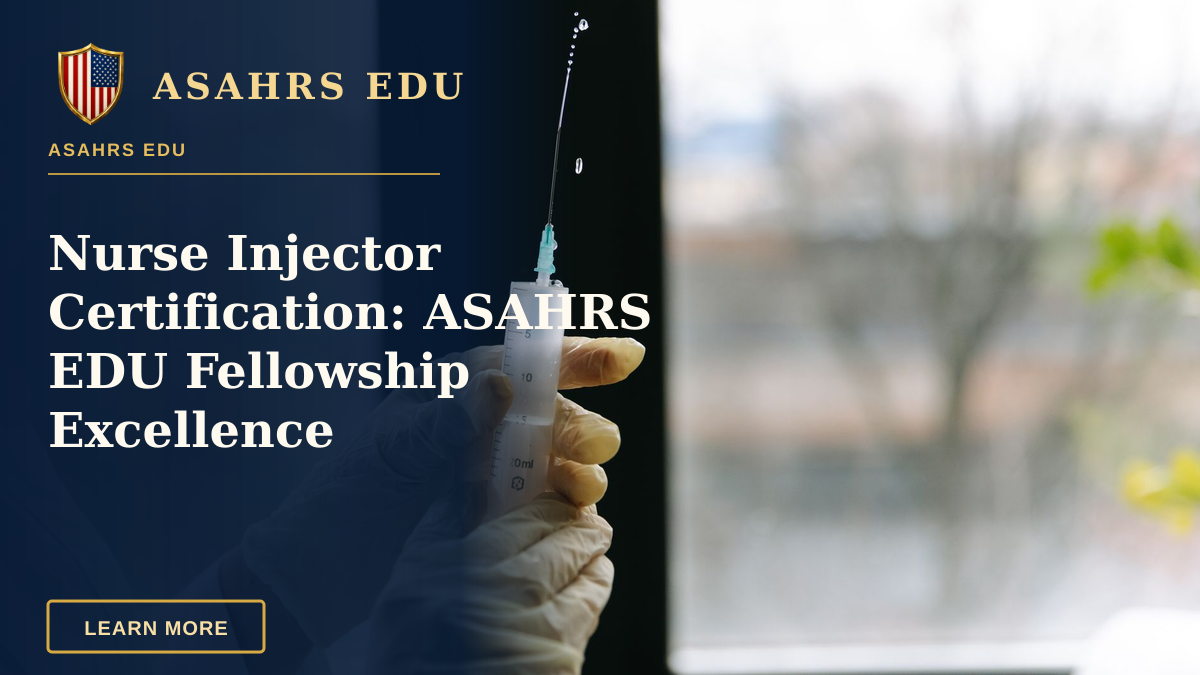 Nurse Injector Certification: ASAHRS EDU Fellowship Excellence — Medical professional holding a syringe, prepared for injection, in a clinical setting.