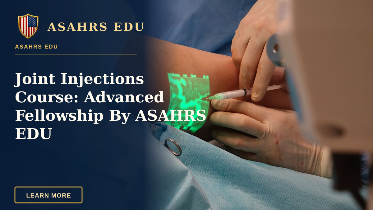 Joint Injections Course: Advanced Fellowship By ASAHRS EDU — A doctor performs a medical procedure using advanced vein visualization technology.