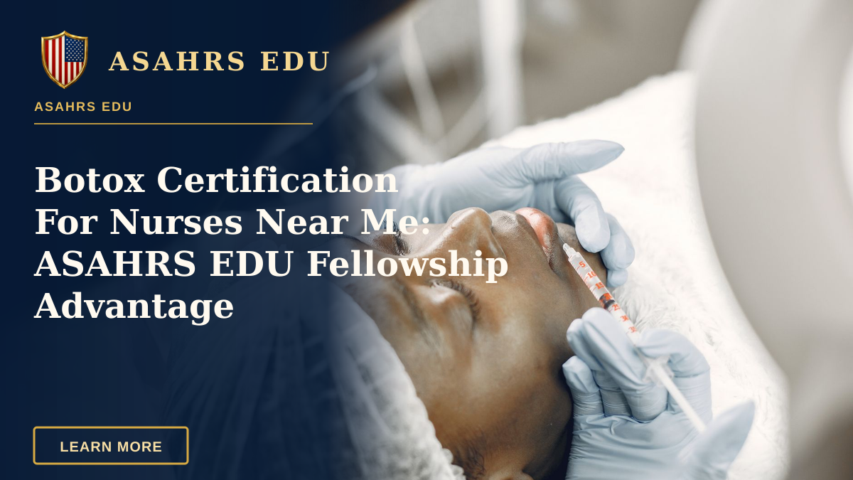 Botox Certification For Nurses Near Me: ASAHRS EDU Fellowship Advantage — Close-up of a woman receiving a cosmetic lip injection in a clinic setting.
