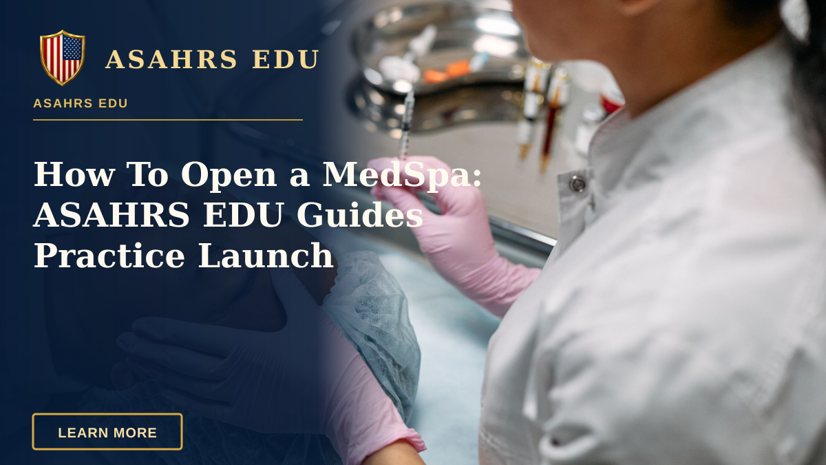 How To Open a MedSpa: ASAHRS EDU Guides Practice Launch — Professional administering skincare treatment with syringe indoors.