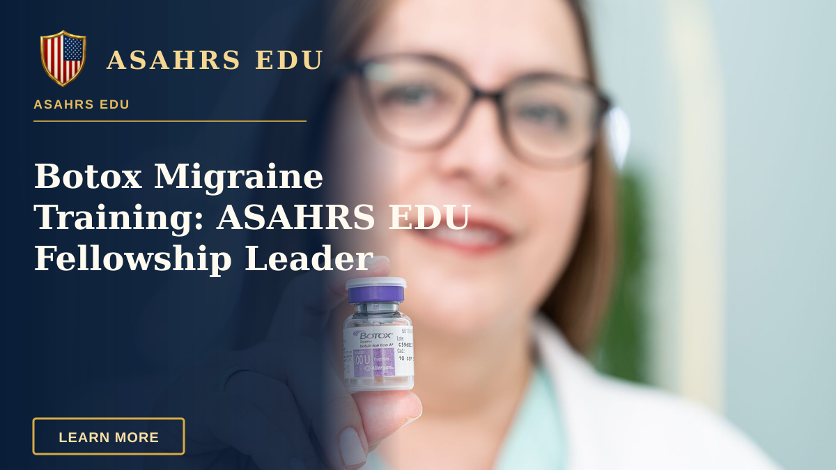 Botox Migraine Training: ASAHRS EDU Fellowship Leader — A woman holding a Botox vial, highlighting aesthetic medical cosmetics and beauty treatment.