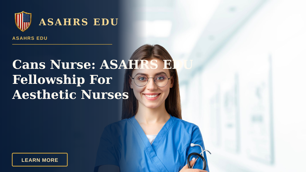 Cans Nurse: ASAHRS EDU Fellowship For Aesthetic Nurses — Young nurse in blue scrubs smiling and holding a stethoscope in a hospital corridor.