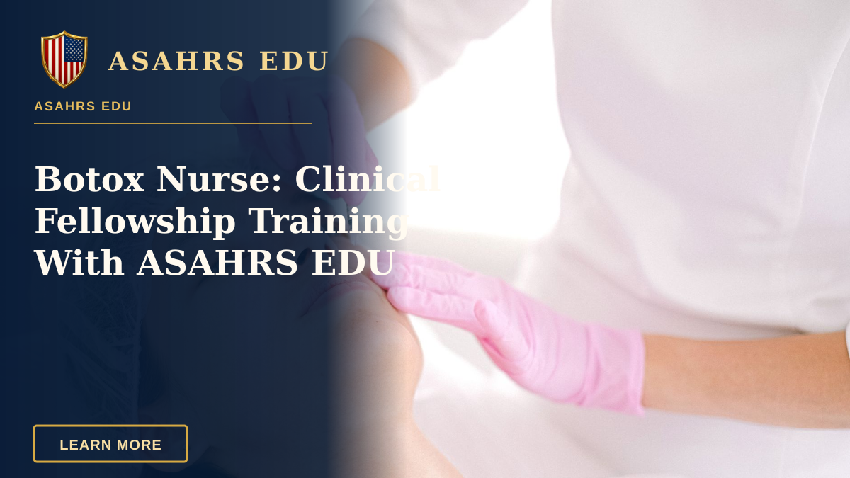 Botox Nurse: Clinical Fellowship Training With ASAHRS EDU — Woman receives cosmetic injection in clinical setting, enhancing beauty using modern techniques.