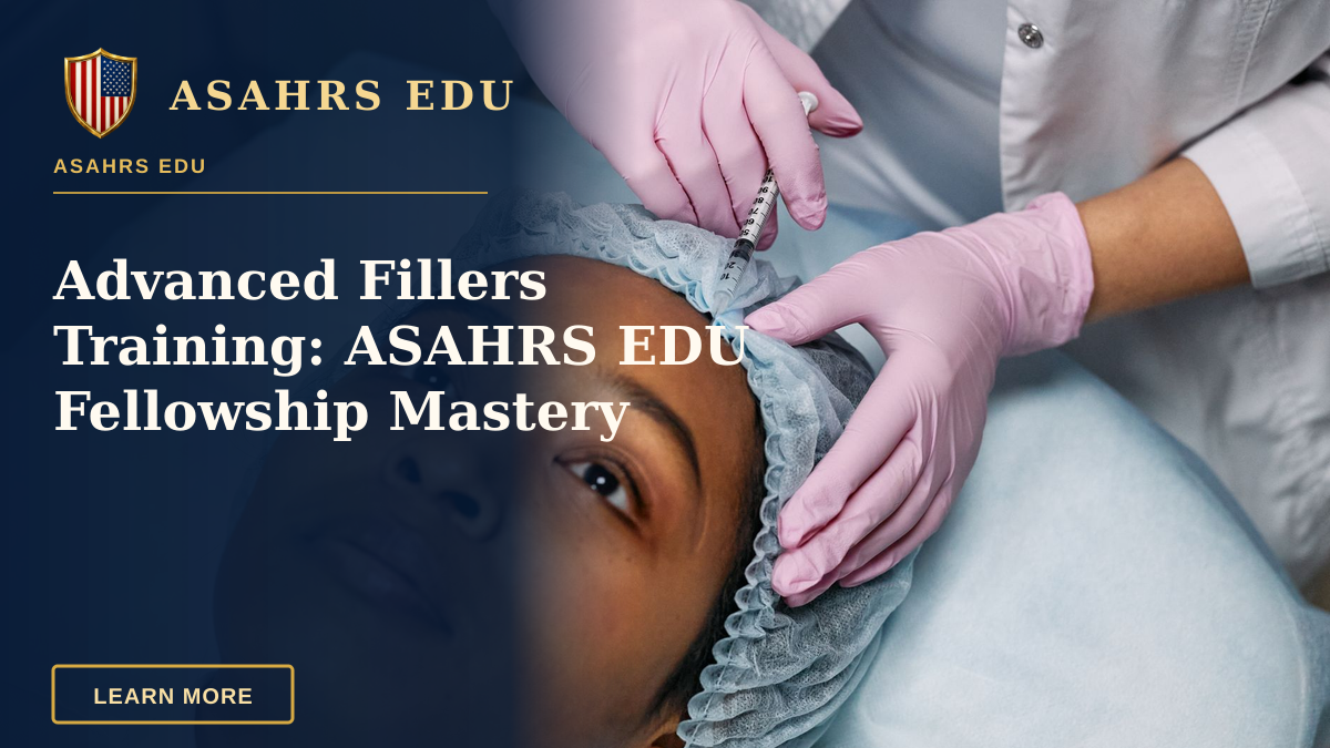 Advanced Fillers Training: ASAHRS EDU Fellowship Mastery — Close-up of a cosmetic procedure using injectables on a woman's forehead in a clinic setting.