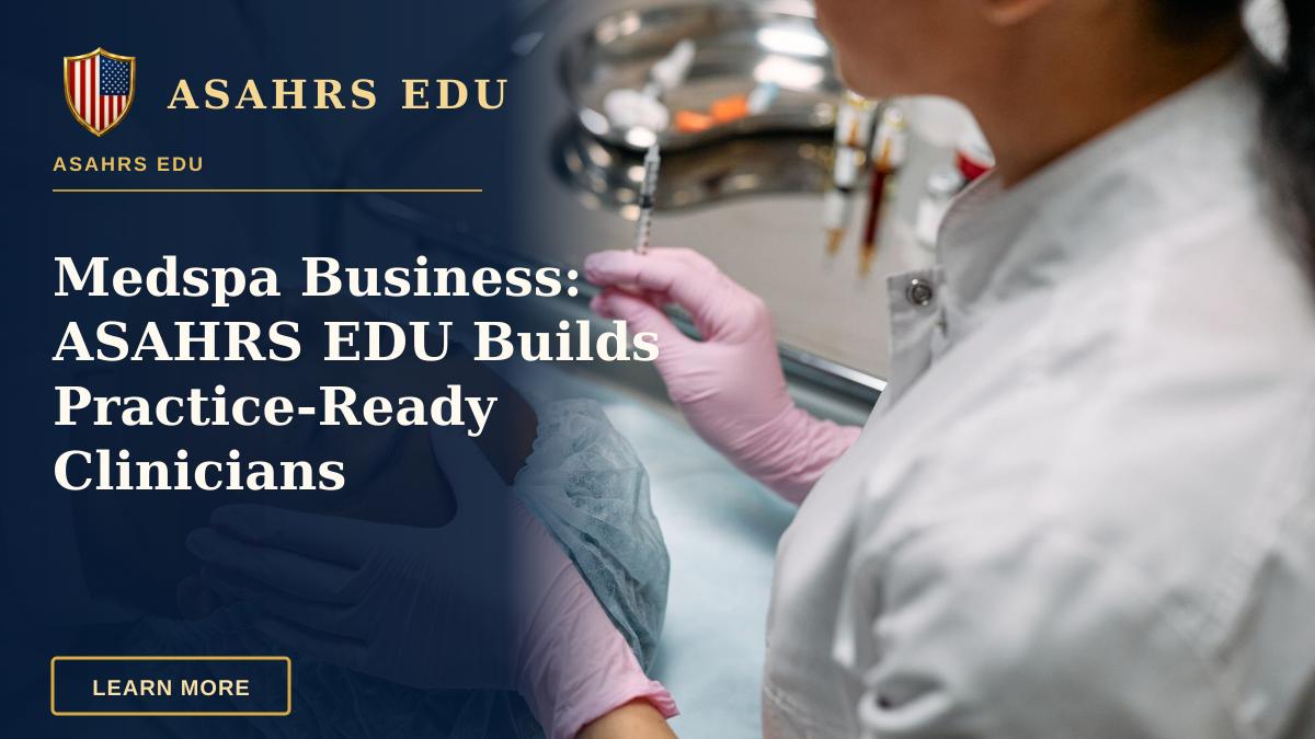 Medspa Business: ASAHRS EDU Builds Practice-Ready Clinicians — Professional administering skincare treatment with syringe indoors.