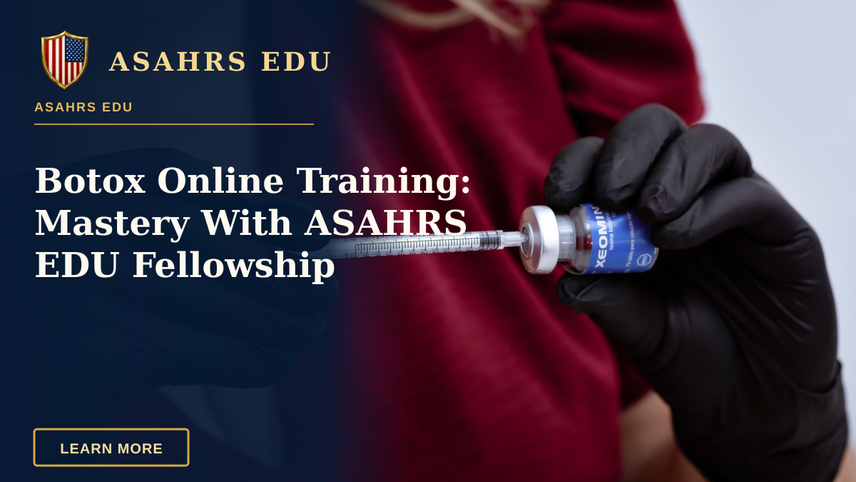 Botox Online Training: Mastery With ASAHRS EDU Fellowship — Professional administering Xeomin injection, emphasizing careful handling and precision.
